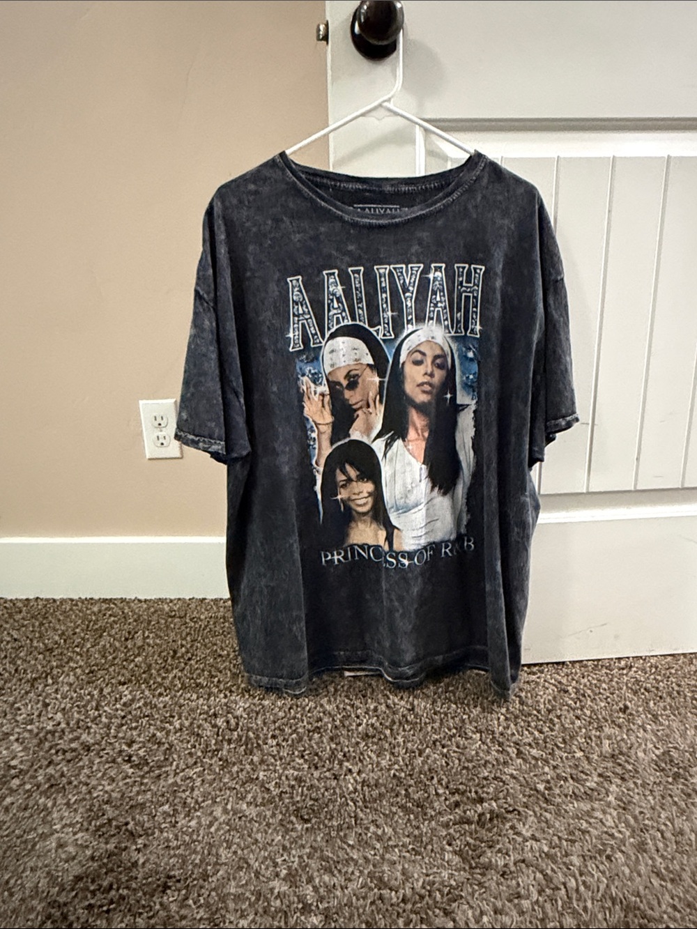 Urban Outfitters Black Mineral Wash Aaliyah Graphic Tee